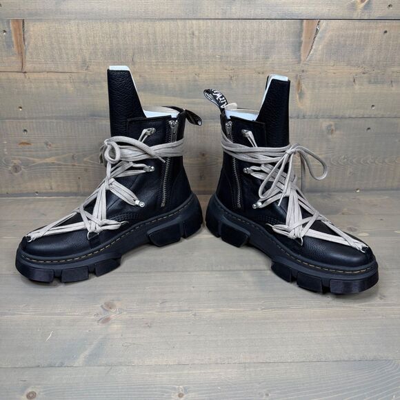 NIB Dr. Martens x Rick Owens 1460 DMXL Megalace RO Black Leather Boots US 10.5 - Picture 7 of 12